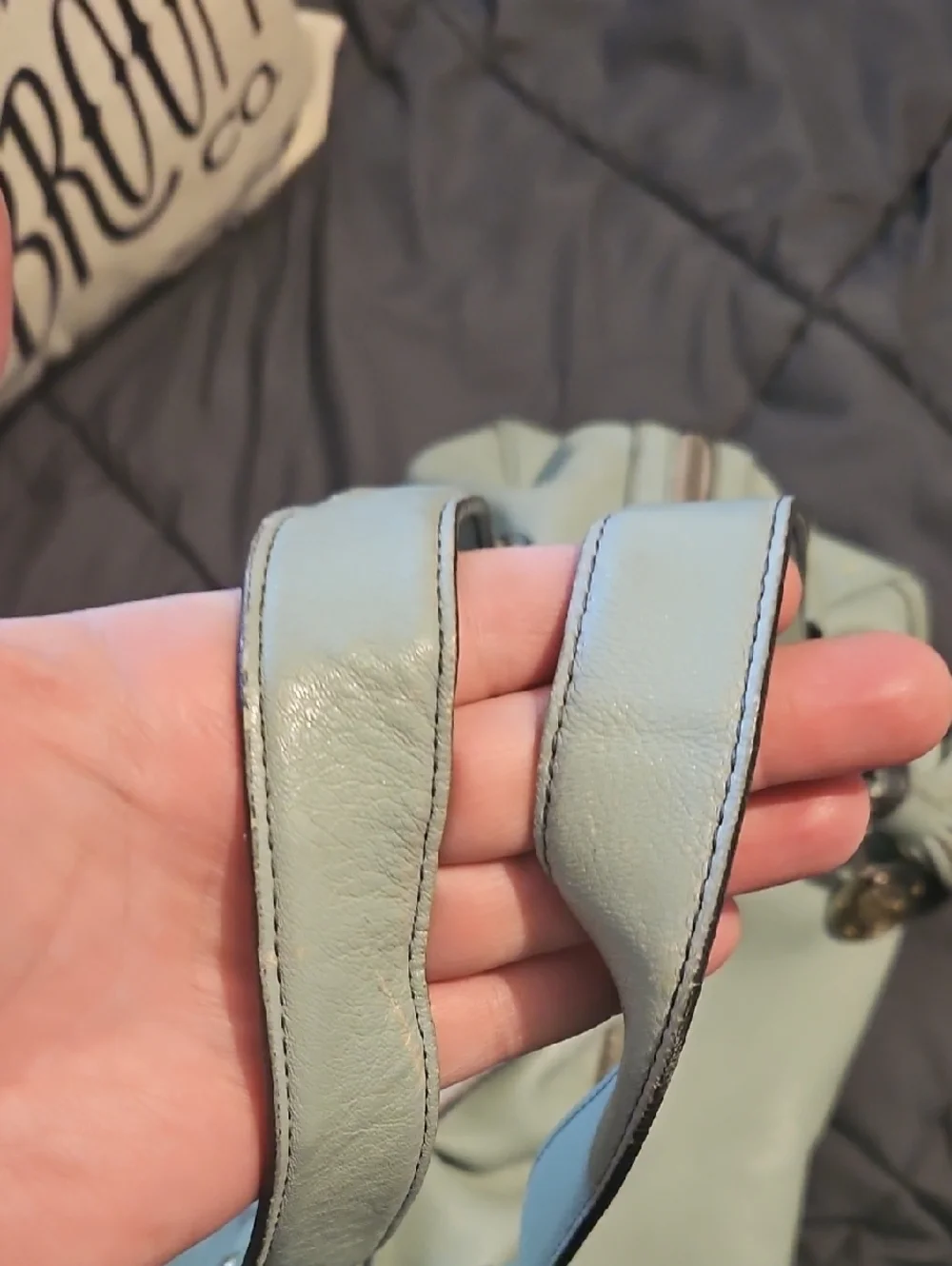 Authentic MCM Worldwide Tassel Leather‎ Tote Shoulder Bag in Light Sage Green
